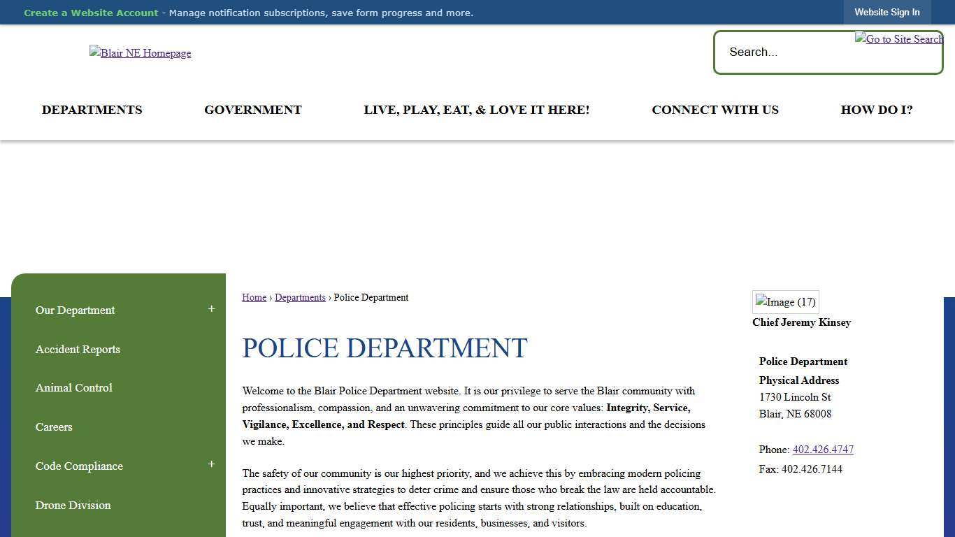 Police Department | Blair, NE - Official Website