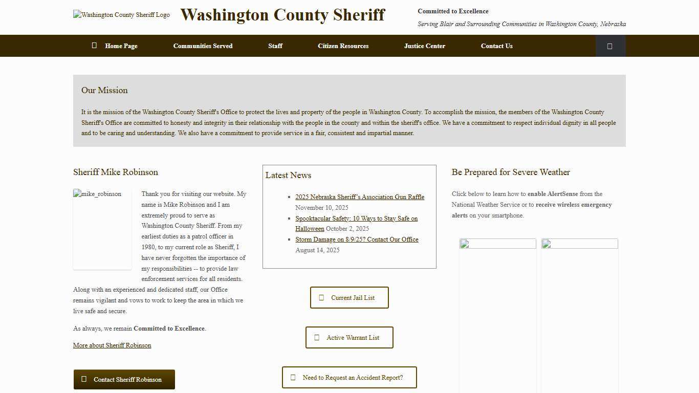 Washington County Sheriff – <b>Committed to Excellence>/b>